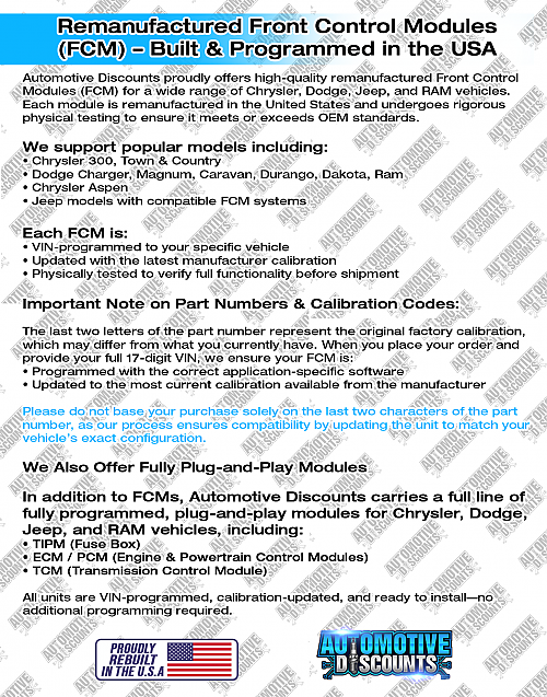 RemanufacturedFrontControlModules_FCM_BuiltProgrammedintheUSA2